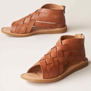 Born NWT Iwa Woven Leather Sandals Cuoio Brown Sz 9 Vacation Resortwear Bohemian